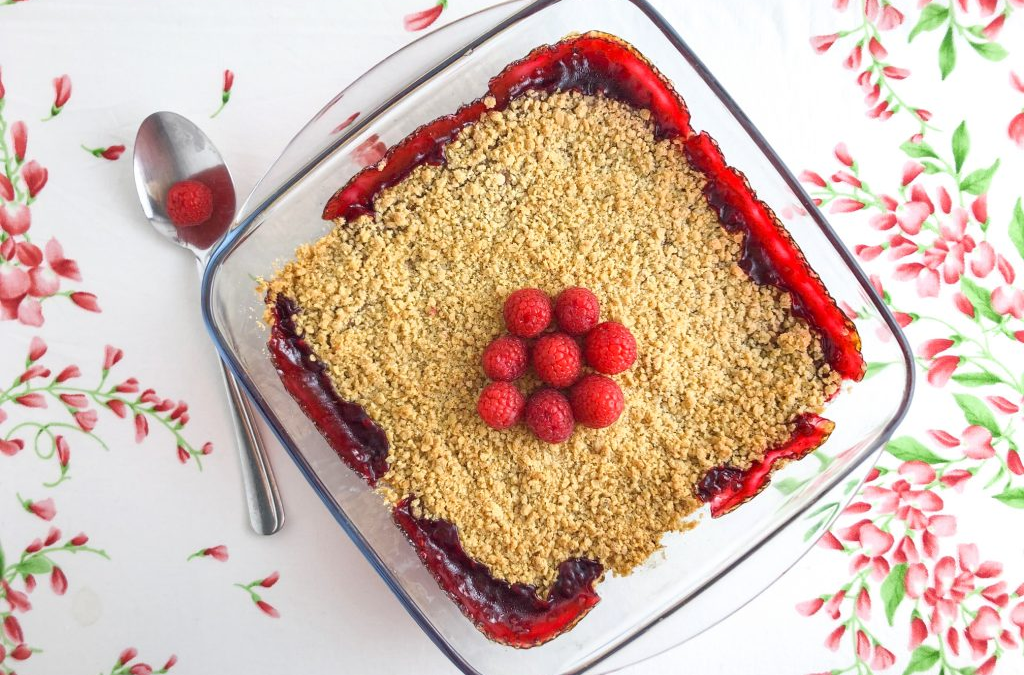 Crumble de Framboesa e Morango